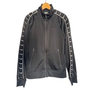 Nike Sportswear Track‎ Jacket Black Swoosh Tape Full Zip Athletic - Size S